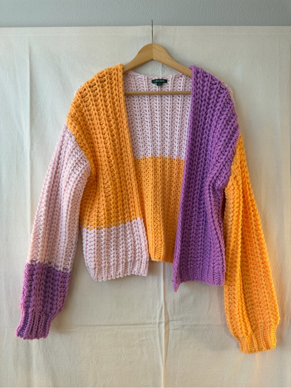 wild fable Colorblock Open-Front Cardigan in Pink, Orange, Purple